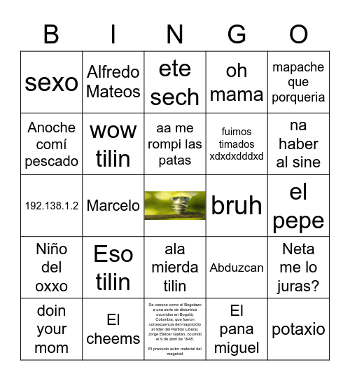 que Bingo Card