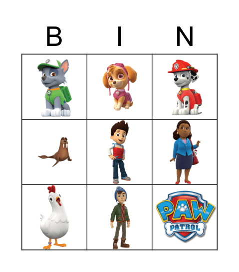 Paw Patrol Bingo Card