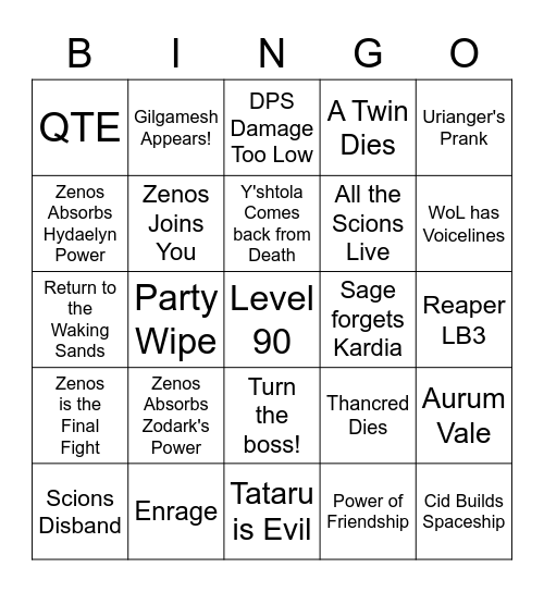 Penguin Lounge FFXIV EW Bingo Card