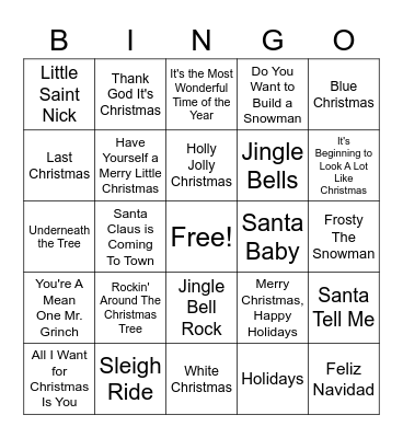 Maya Christmas BINGO Card