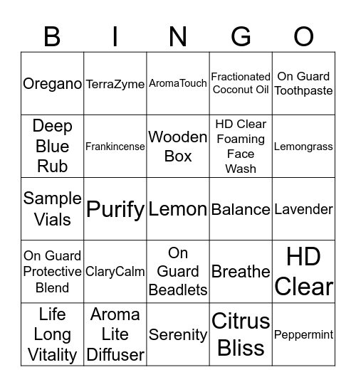 DōTERRA Bingo Card