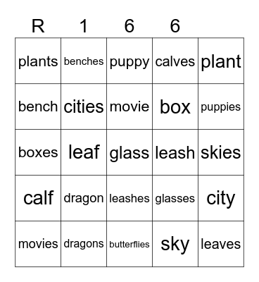 Red 166 Bingo Card