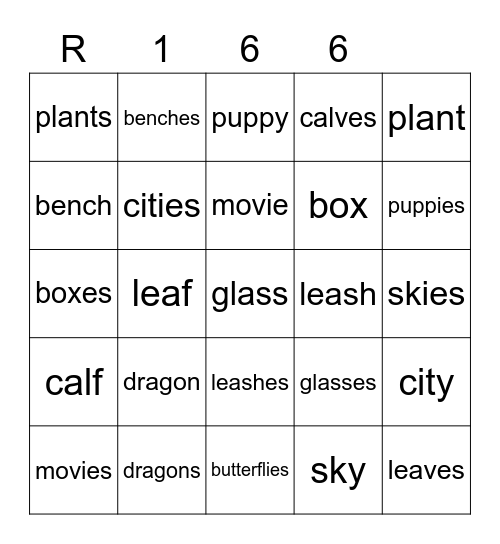 Red 166 Bingo Card