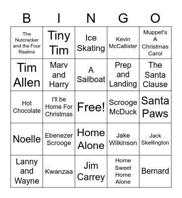 Disney Holiday Bingo Card