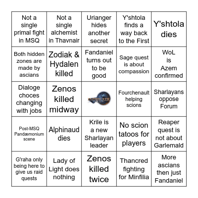 ENDWALKER BINGO Card