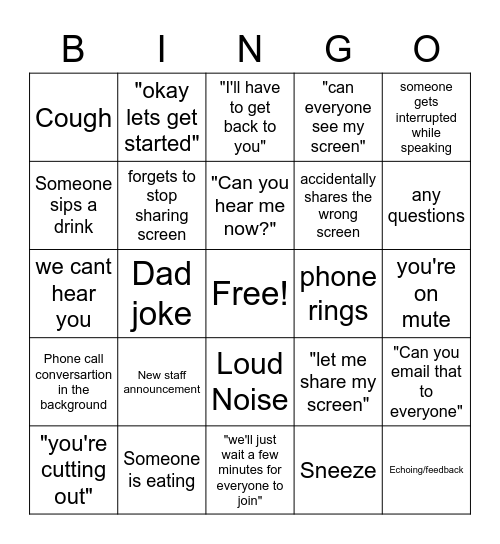 A6 Bingo Card