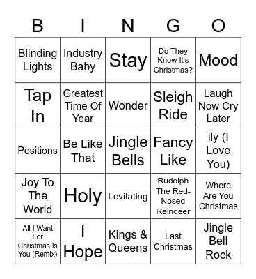 Boomington 6th Music Bingo Card