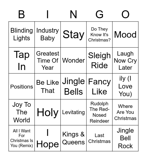 Boomington 6th Music Bingo Card