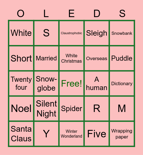 Holiday Bingo Card