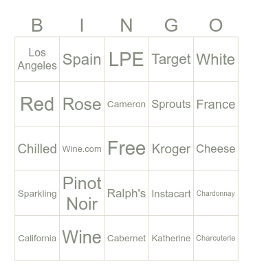 Avaline Holiday Bingo Card