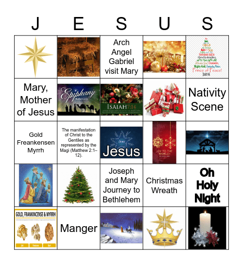 Epiphany & Christmastide Bingo Card