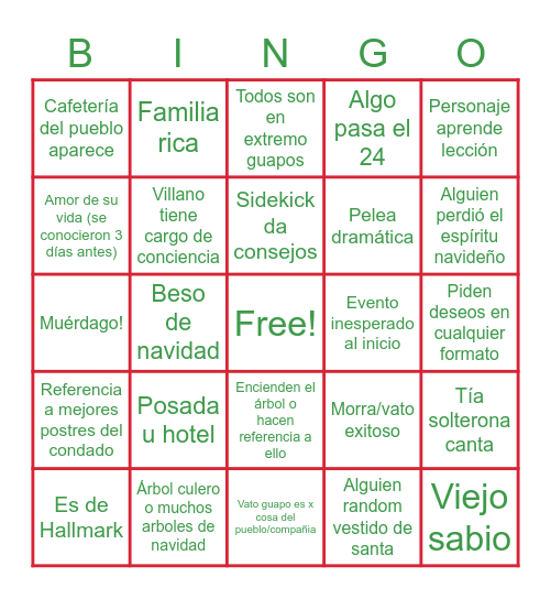 Christmas romantic movie cliches 2.0 Bingo Card