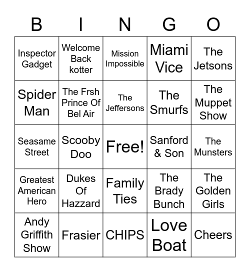 TV Theme Cover All Bingo Card