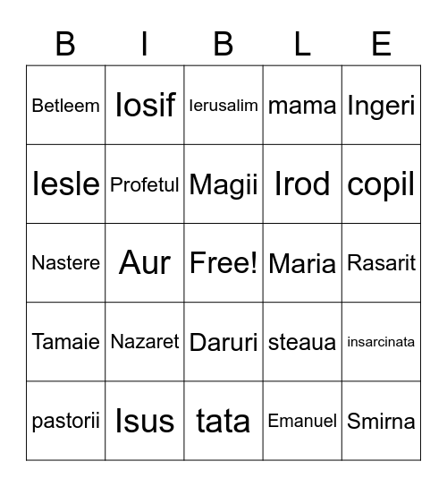 Nasterea lui Isus Bingo Card