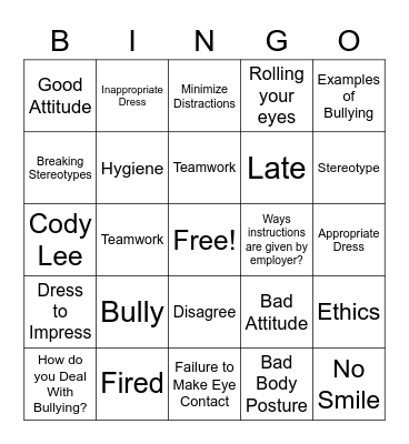 Skills to Pay the Bills Bingo Card