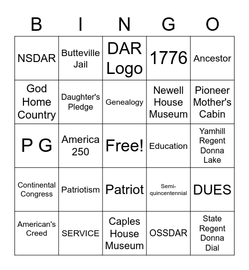 DAR  BINGO Card