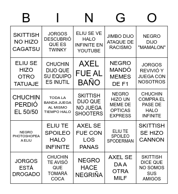 DICIEMBRE MAMALON Bingo Card