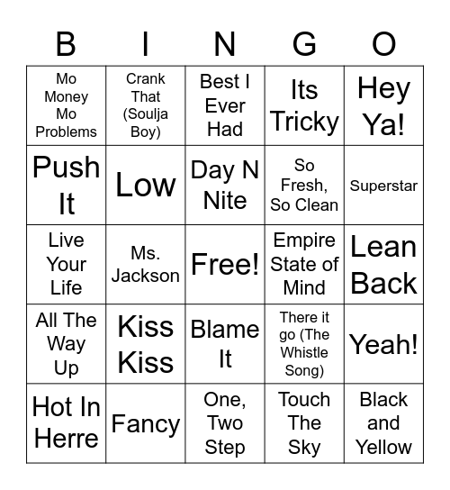 Hip/Hop #2 Bingo Card