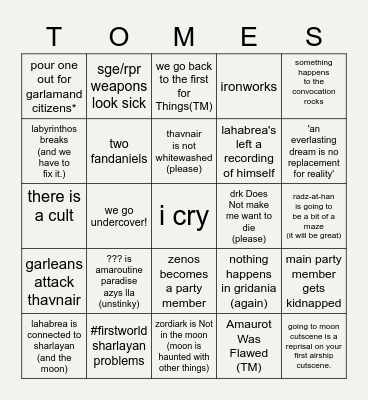 ENDWALKER BINGO Card