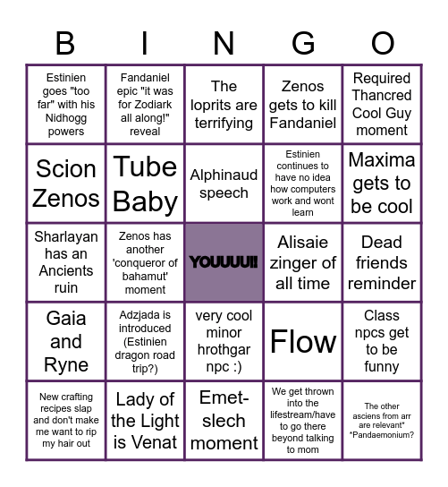 Void's Endwalker Bingo Card