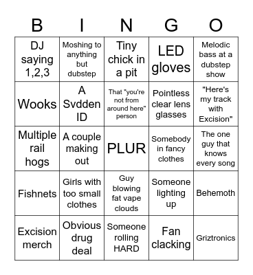 EDM Bingo Card