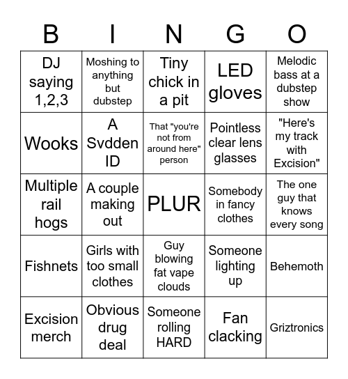 EDM Bingo Card