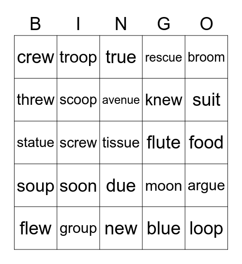 Spelling Bingo Card