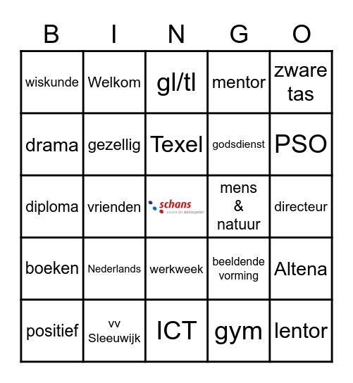 De enige echte Schans Woorden Bingo Card