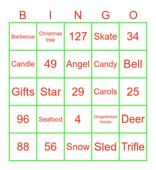 Christmas Bingo Card