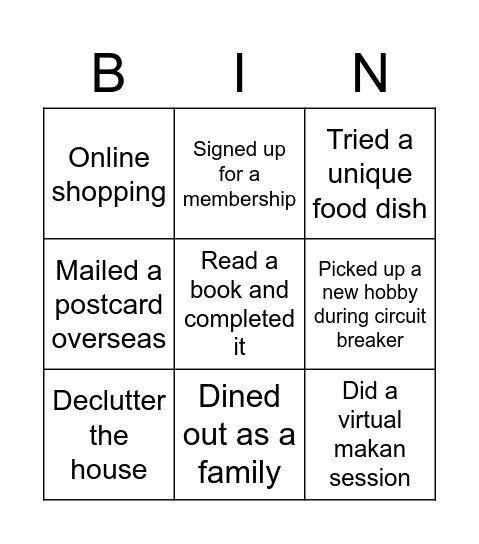 Get to know me Bingo Card