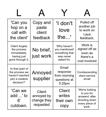 Laya Bingo Card