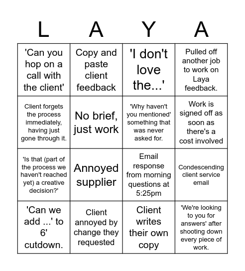 Laya Bingo Card