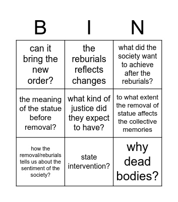 Reading 2 Bingo Card