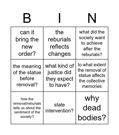 Reading 2 Bingo Card