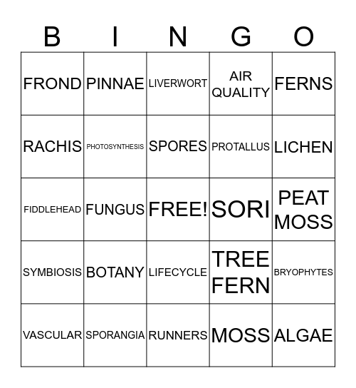 BOTANY Bingo Card