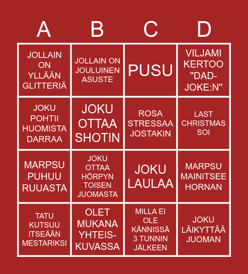 PIKKUJOULU BINGO Card