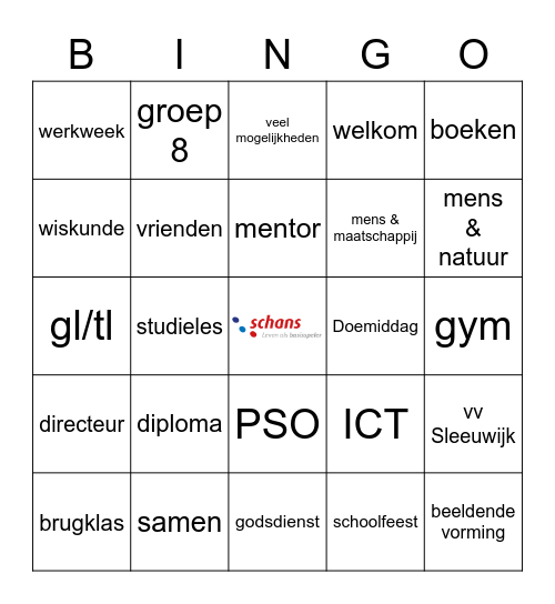 De enige echte Schans Bingo Card