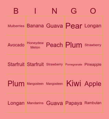 NURUL Bingo Card