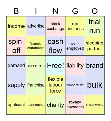 Vocabulary 2.1 - 2.3 Bingo Card