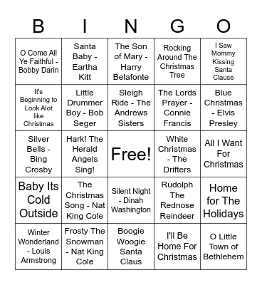 Christmas Carol Bingo! Bingo Card