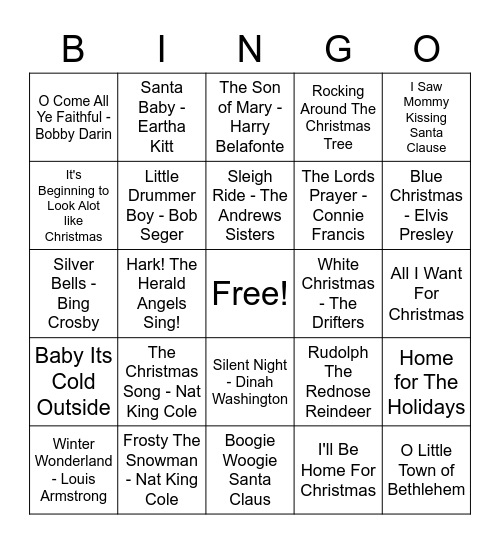 Christmas Carol Bingo! Bingo Card