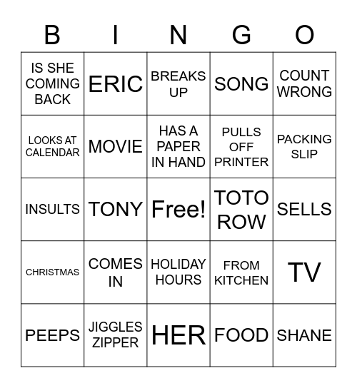 Showroom Bingo 2 Bingo Card