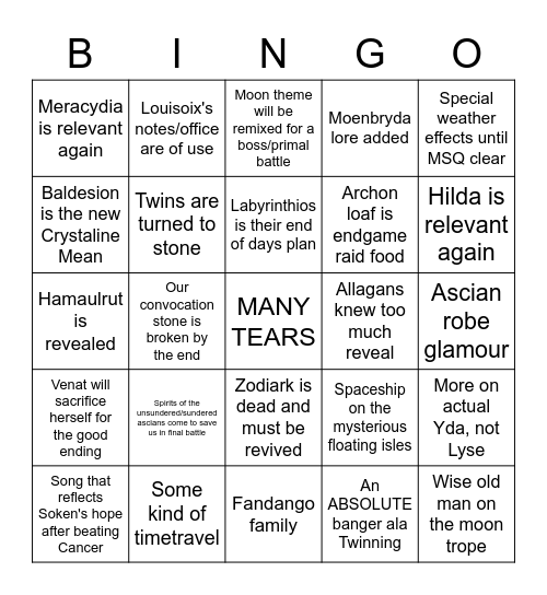 Endwalker Bingo Boogaloo Bingo Card