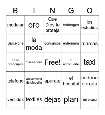 El ultimo viaje Bingo Card