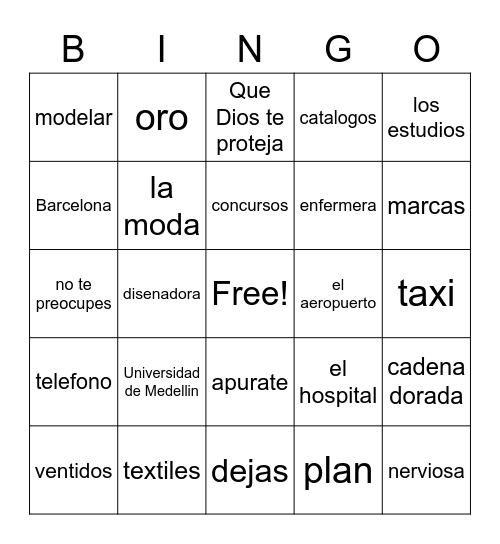 El ultimo viaje Bingo Card