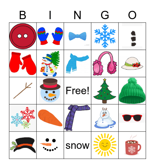 Snowman Bingo Card