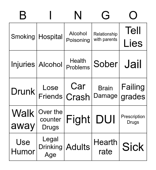 EA Alcohol: TWT Bingo Card