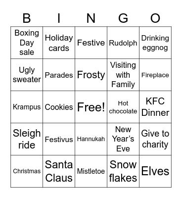 Holiday Bingo Card