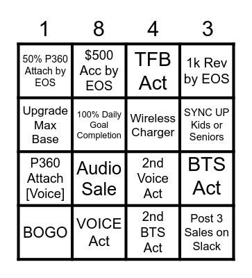 SQ1 Christmas Bingo Card