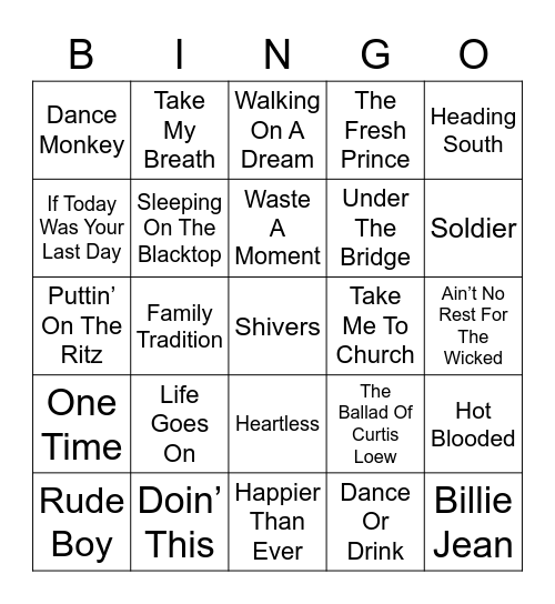 Music Bingo 121 Bingo Card